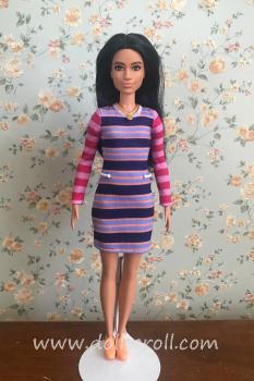 Mattel - Barbie - Fashionistas #147 - Striped Dress - Smaller Bust - Doll